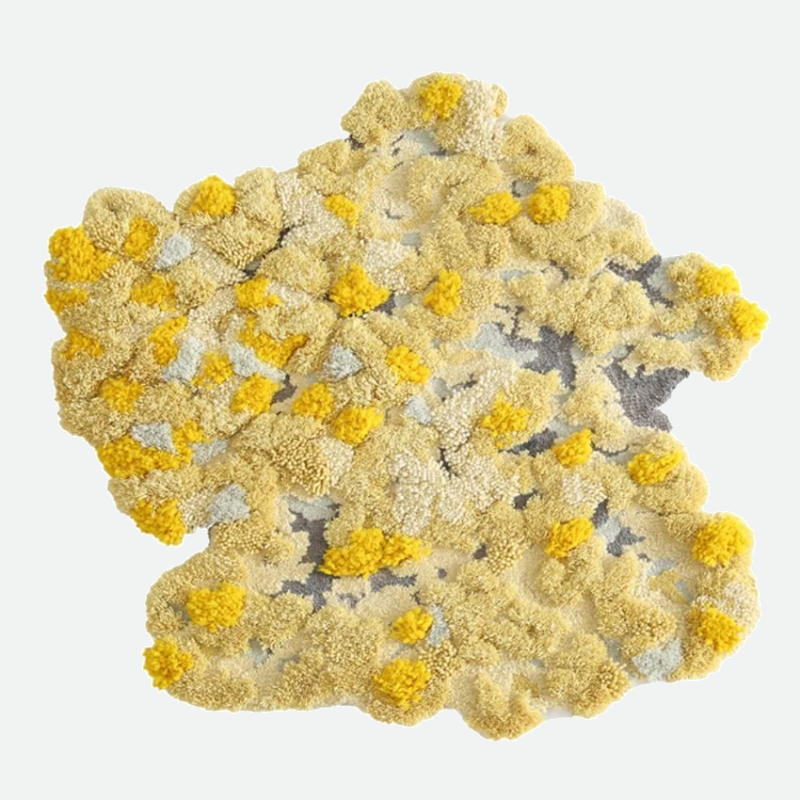 Yellow Moss Wool 3D Area Rug