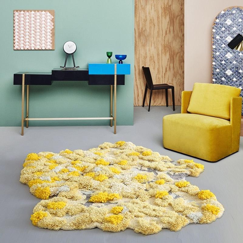 Yellow Moss Wool 3D Area Rug