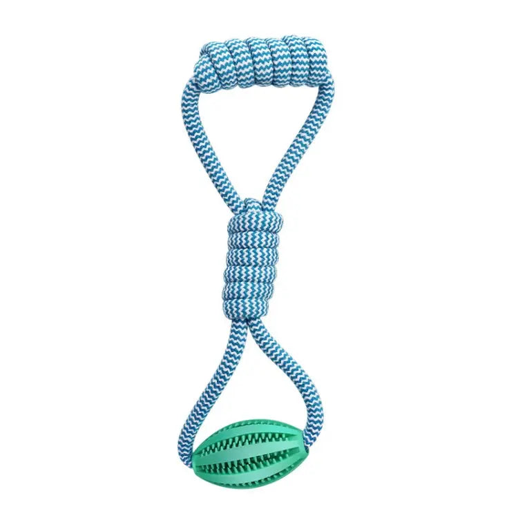 Pet Dog Toys Cotton Rope Hand Pull Leakage Food Ball Teeth Cleaning Toys(Sky Blue) Try Unyque