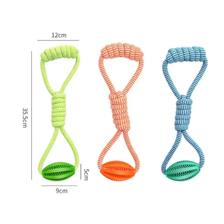 Pet Dog Toys Cotton Rope Hand Pull Leakage Food Ball Teeth Cleaning Toys(Sky Blue) Try Unyque