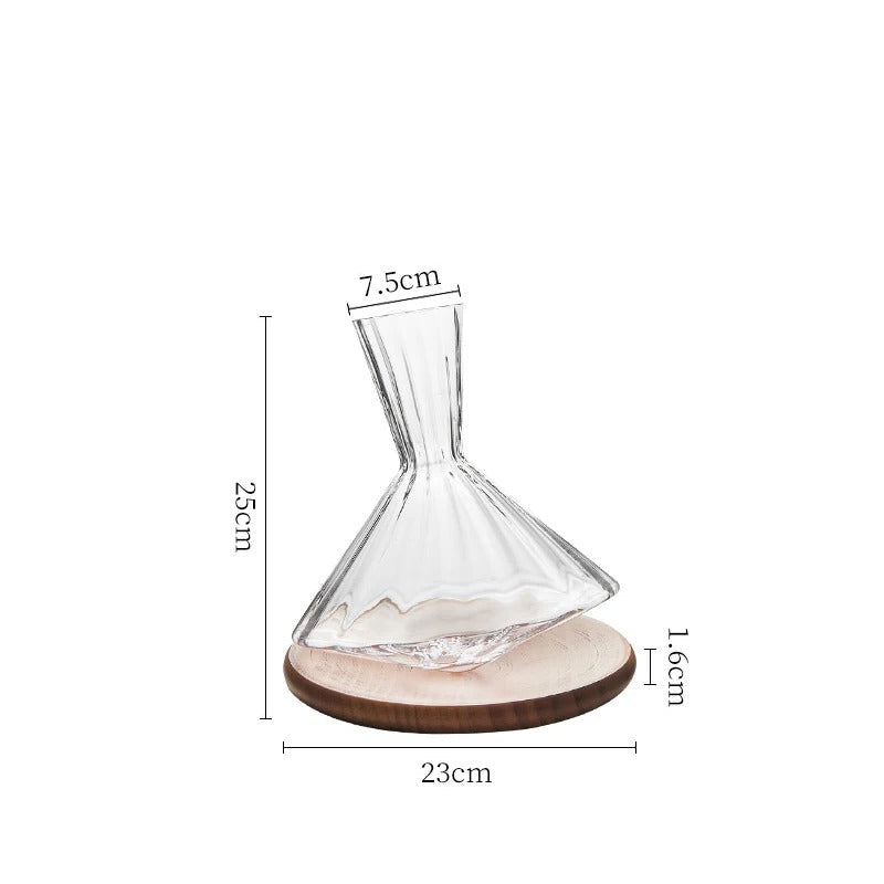 SpinServe – Rotierende Glaskaraffe mit Holzbasis TryUnyque