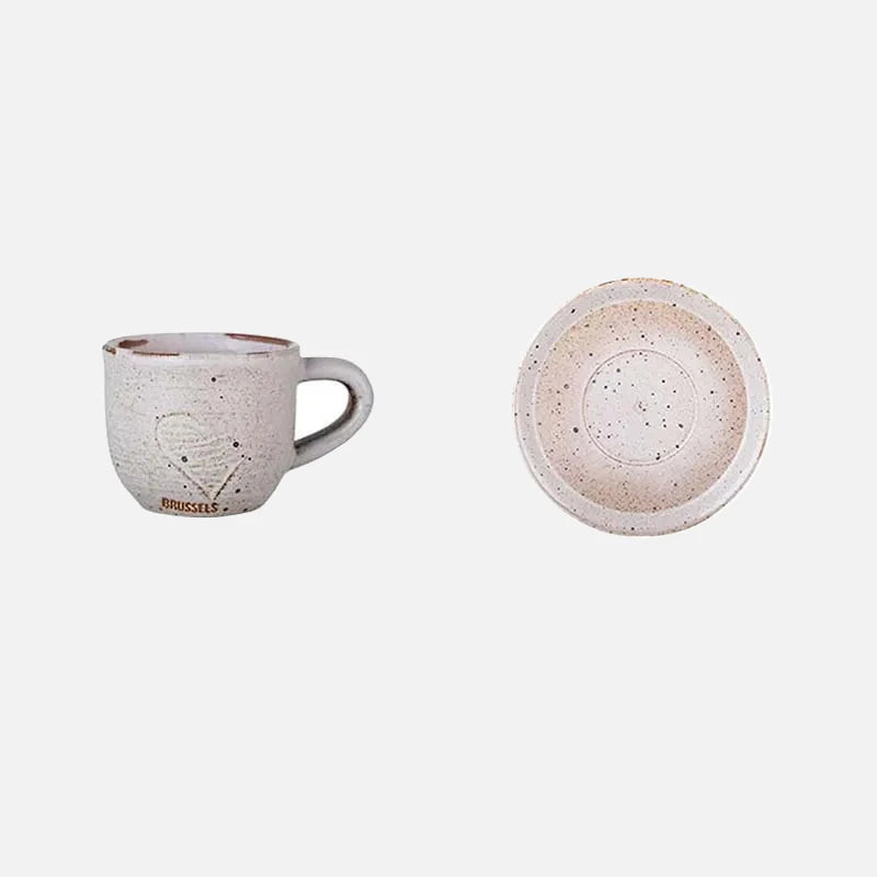 Rustic Ceramic Coffee Mug & Saucer Set Winter DEALS Up to 70% Off + US Free Shipping