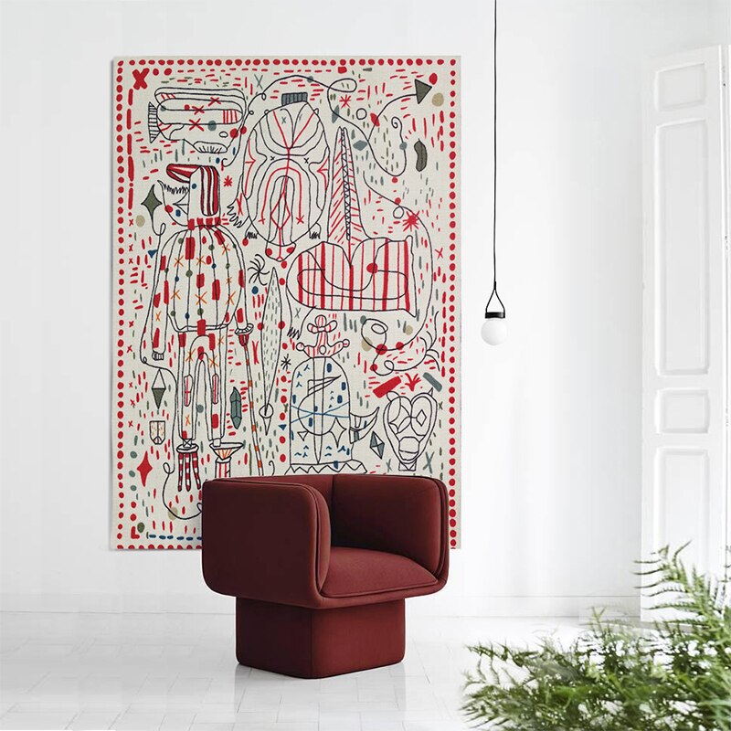 Modern Sketch Abstract Area Rug & Tapestry