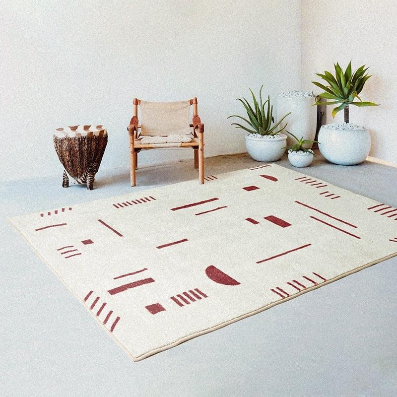 Brick & Ivory Geo Minimal Modern Area Rug