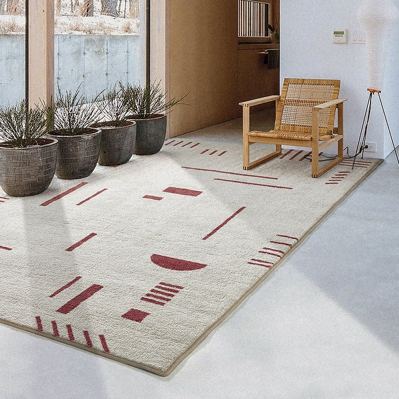 Brick & Ivory Geo Minimal Modern Area Rug